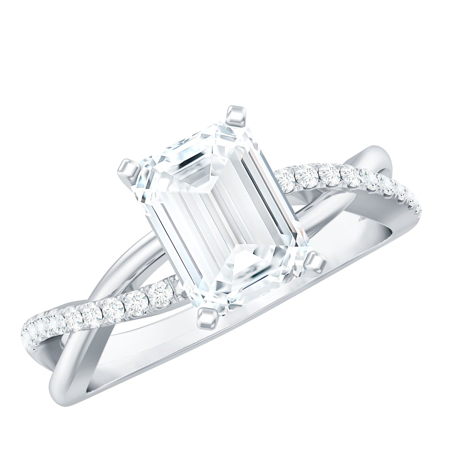 Emerald Cut Zircon Solitaire Ring in Infinity Shank