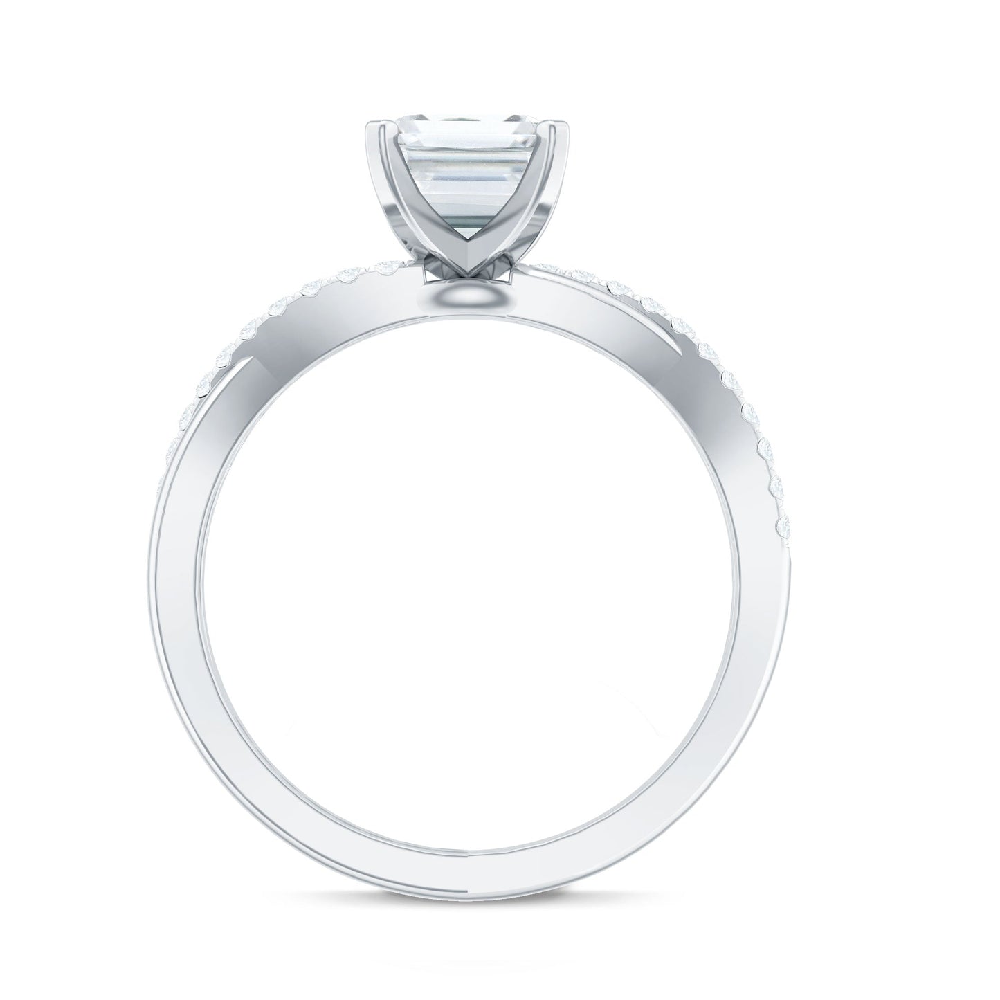 Emerald Cut Zircon Solitaire Ring in Infinity Shank