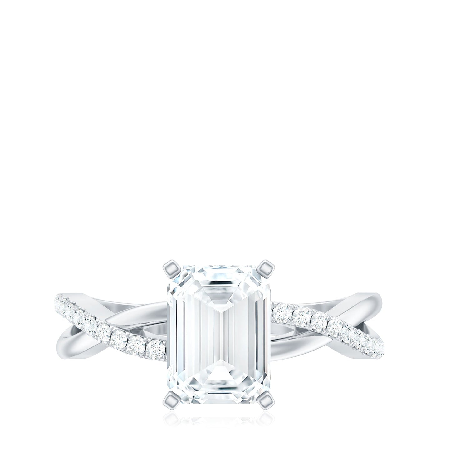 Emerald Cut Zircon Solitaire Ring in Infinity Shank