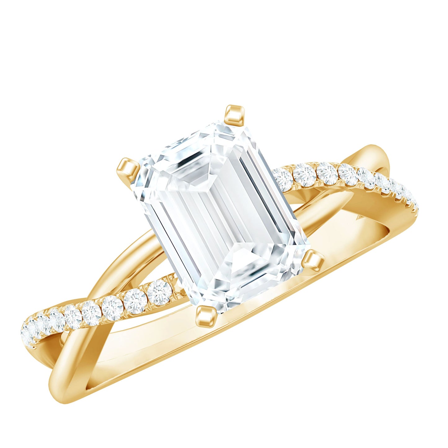 Emerald Cut Zircon Solitaire Ring in Infinity Shank