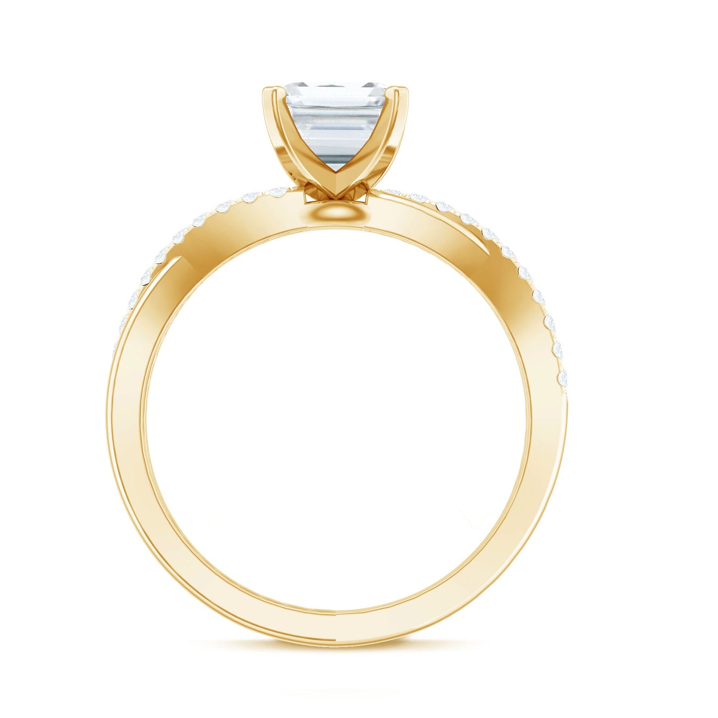 Emerald Cut Zircon Solitaire Ring in Infinity Shank
