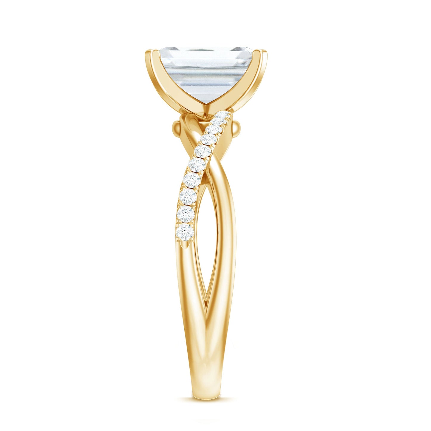 Emerald Cut Zircon Solitaire Ring in Infinity Shank