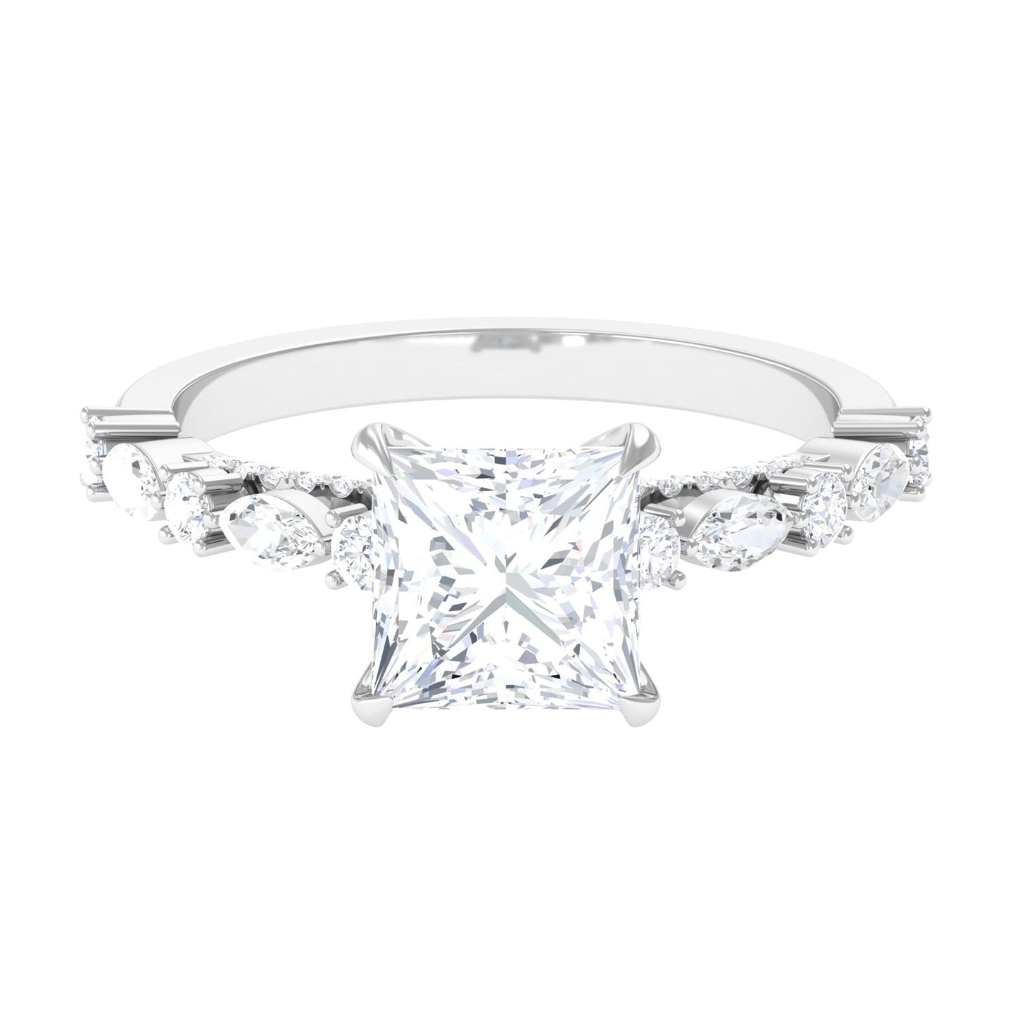 3 Carat Princess Cut Cubic Zirconia Designer Engagement Ring