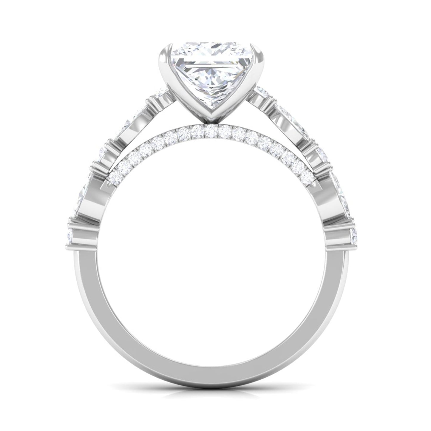 3 Carat Princess Cut Cubic Zirconia Designer Engagement Ring