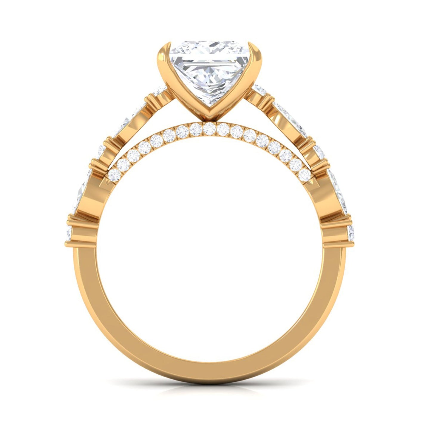 3 Carat Princess Cut Cubic Zirconia Designer Engagement Ring