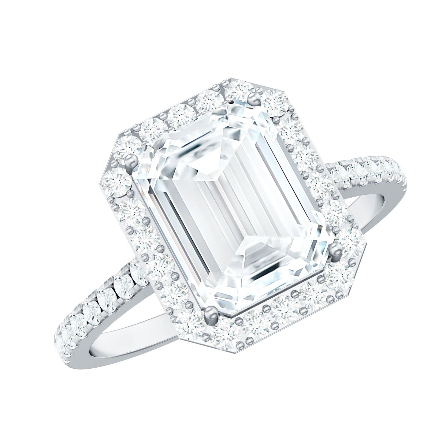 4.75 CT Octagon Cut Zircon Classic Engagement Ring