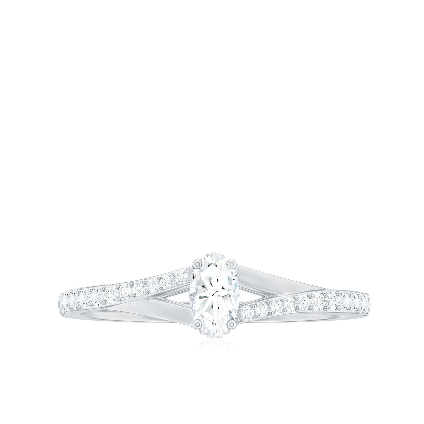 Minimal Split Shank Oval Simulated Diamond Engagement Ring