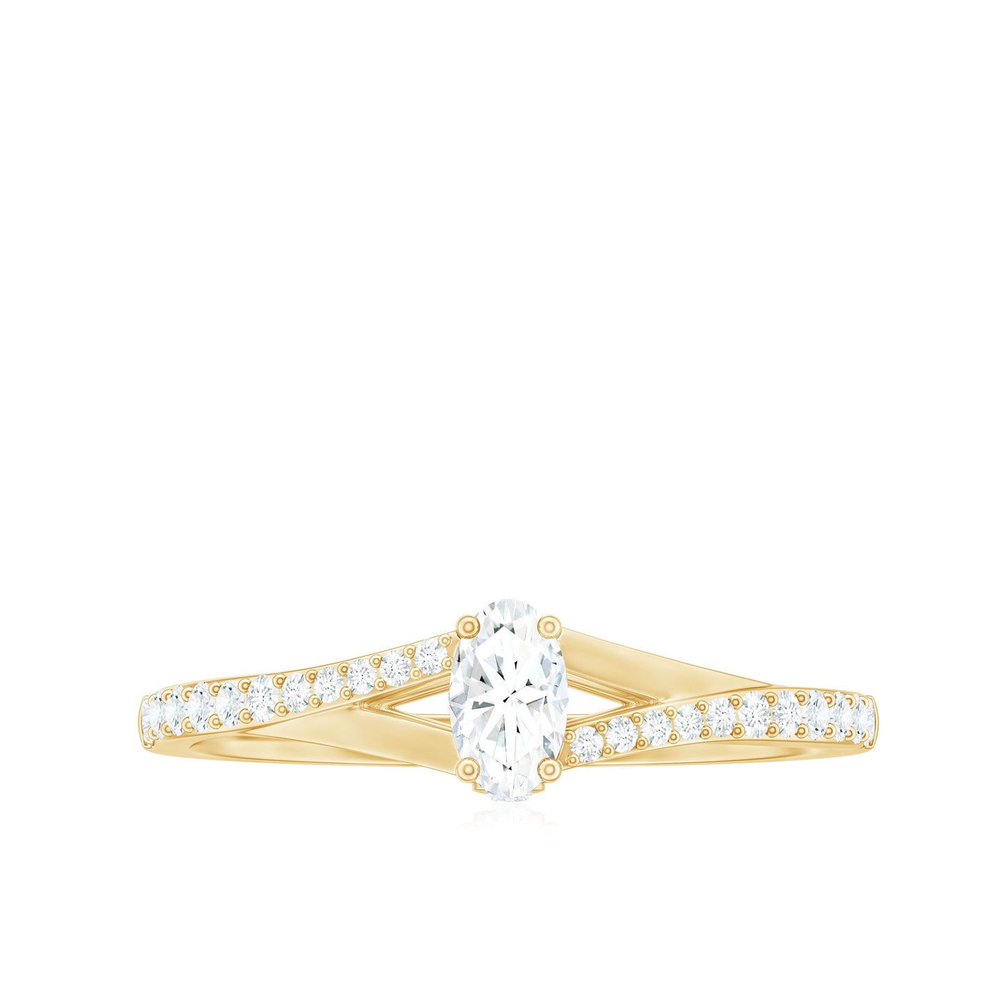 Minimal Split Shank Oval Simulated Diamond Engagement Ring