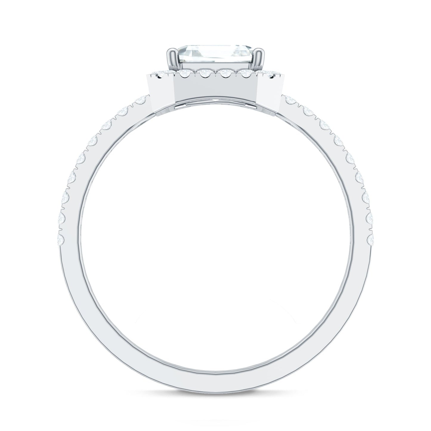 2.25 CT Asscher Cut Zircon Halo Engagement Ring in Gold
