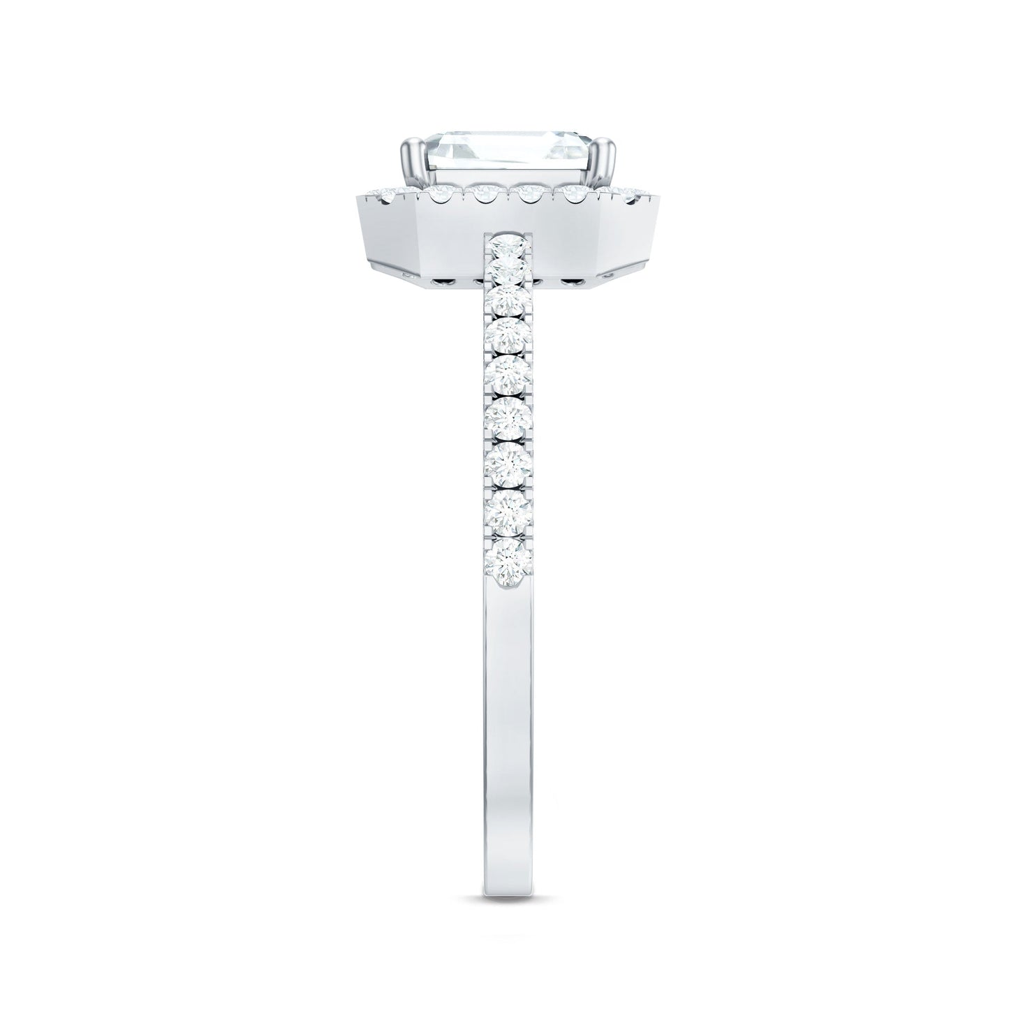 2.25 CT Asscher Cut Zircon Halo Engagement Ring in Gold
