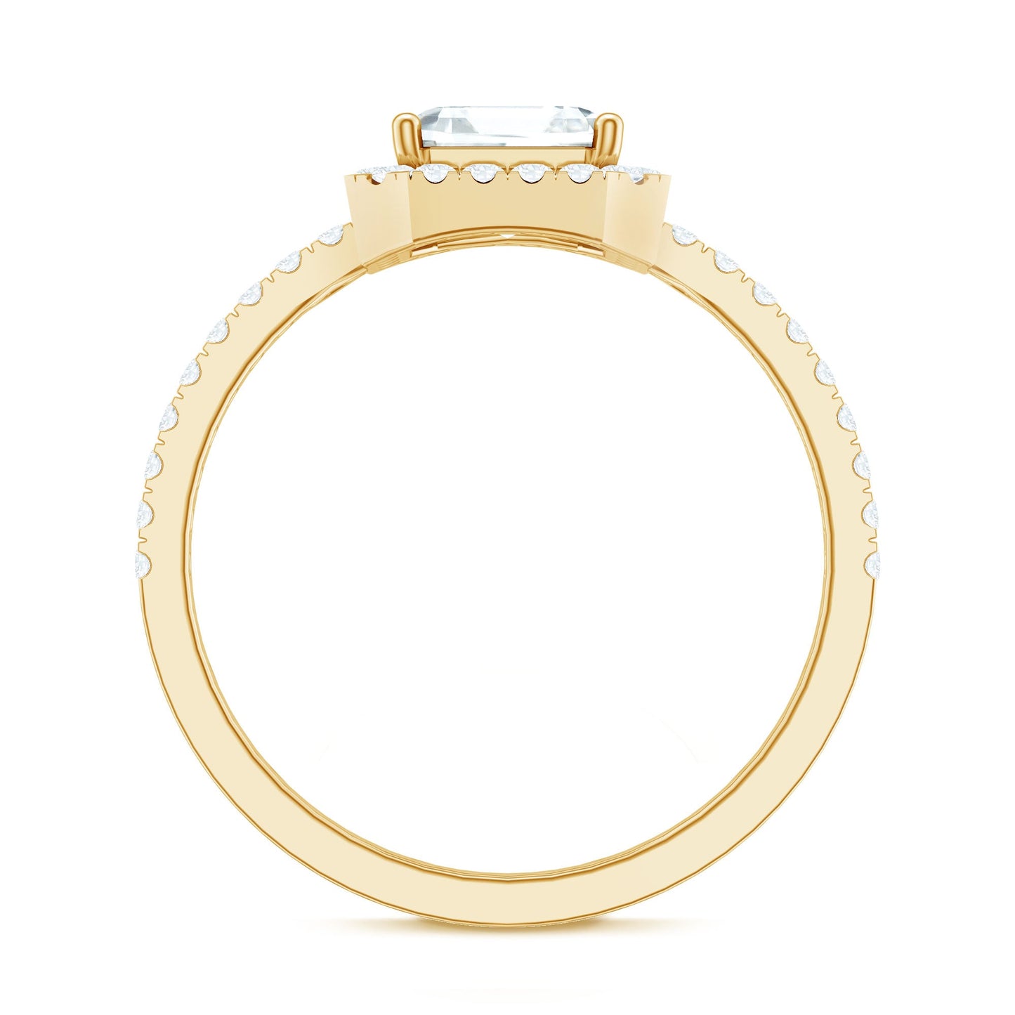 2.25 CT Asscher Cut Zircon Halo Engagement Ring in Gold