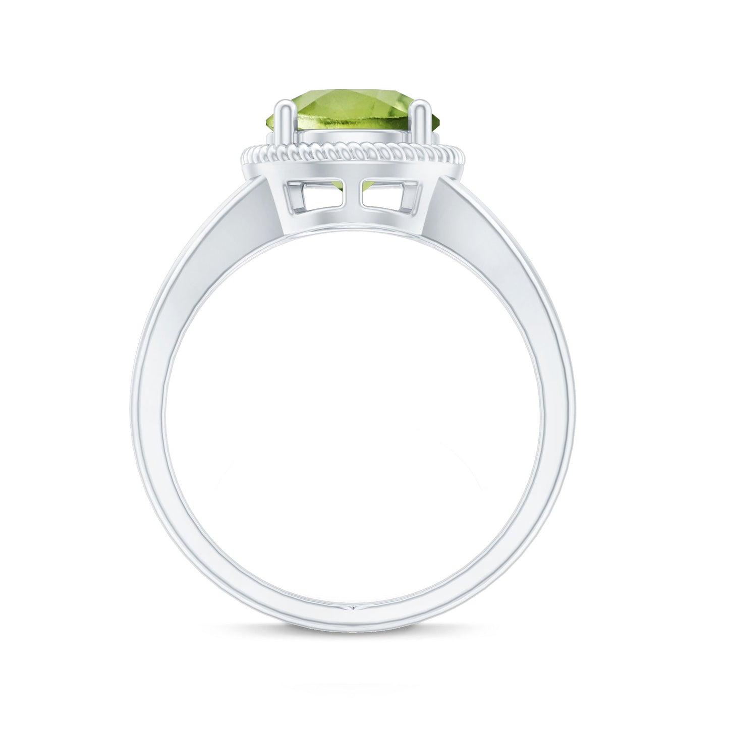 Natural 2 Carat Peridot Solitaire Engagement Ring with Split Shank