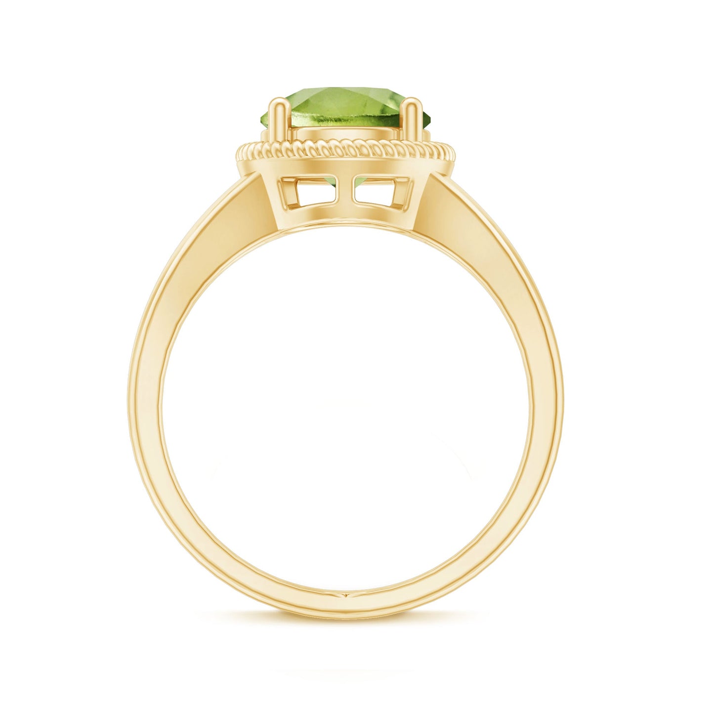 Natural 2 Carat Peridot Solitaire Engagement Ring with Split Shank