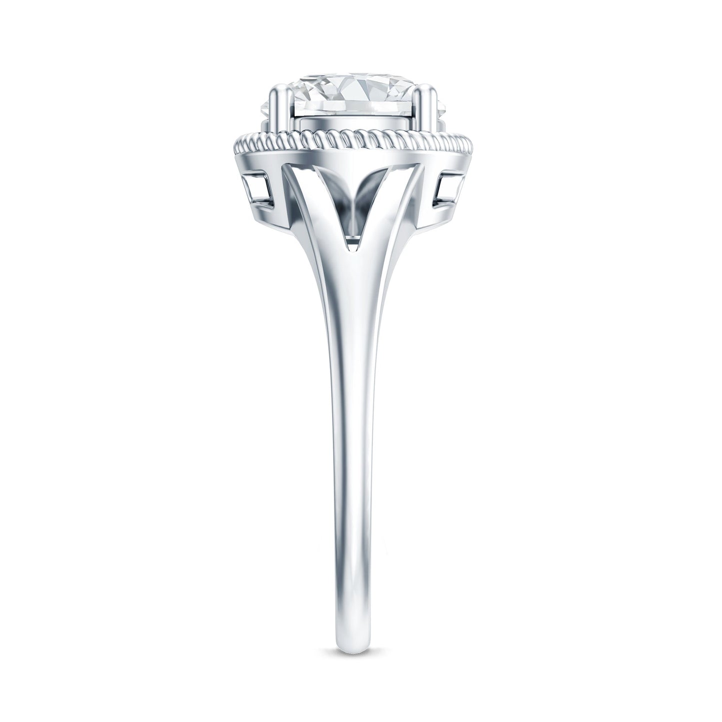 2 Carat Round Cubic Zirconia Solitaire Engagement Ring in Split Shank