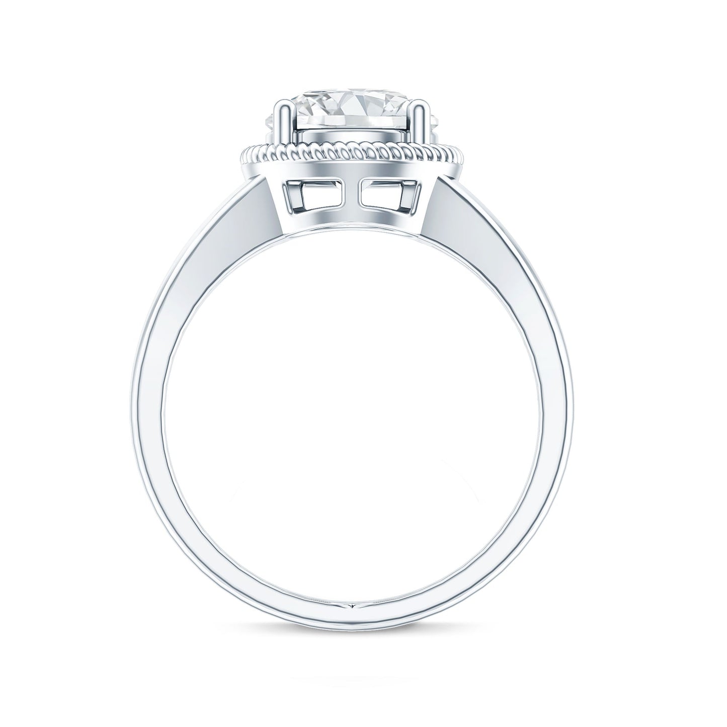 2 Carat Round Cubic Zirconia Solitaire Engagement Ring in Split Shank