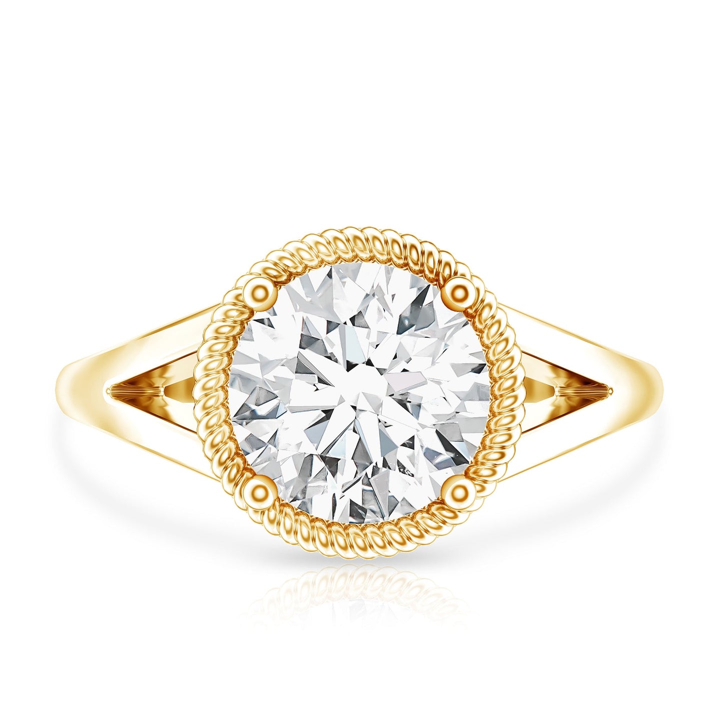 2 Carat Round Cubic Zirconia Solitaire Engagement Ring in Split Shank