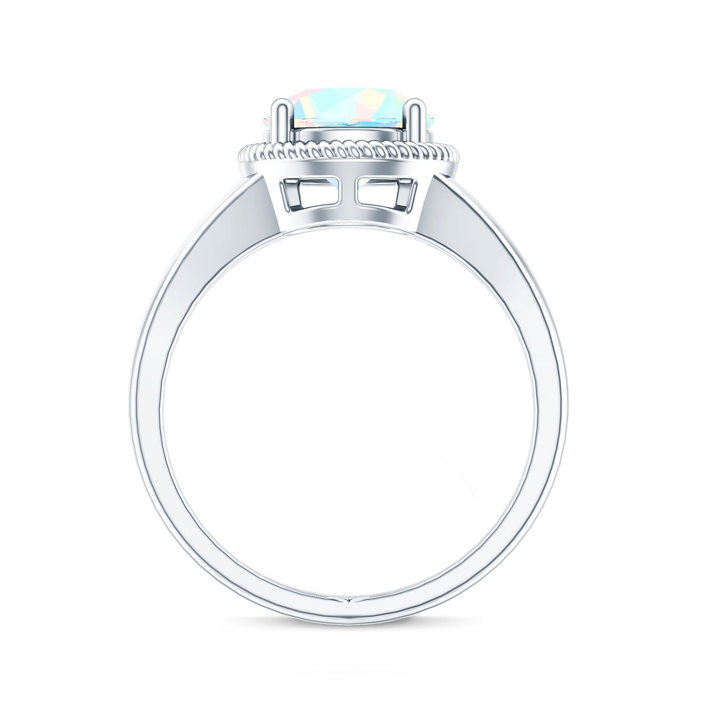 Certified Real 8 mm Round Ethiopian Opal Split Shank Engagement Ring with Twisted Rope