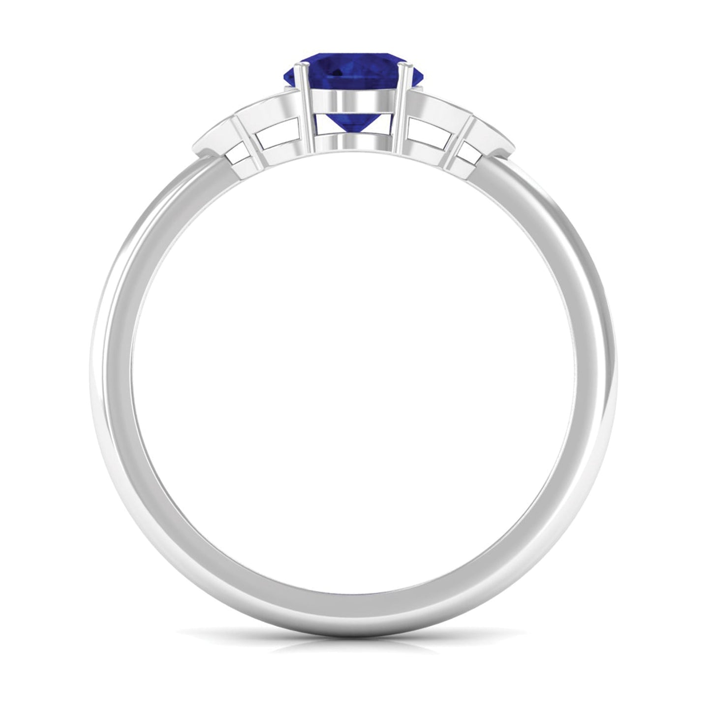 Blue Sapphire Engagement Ring with Diamond Trio