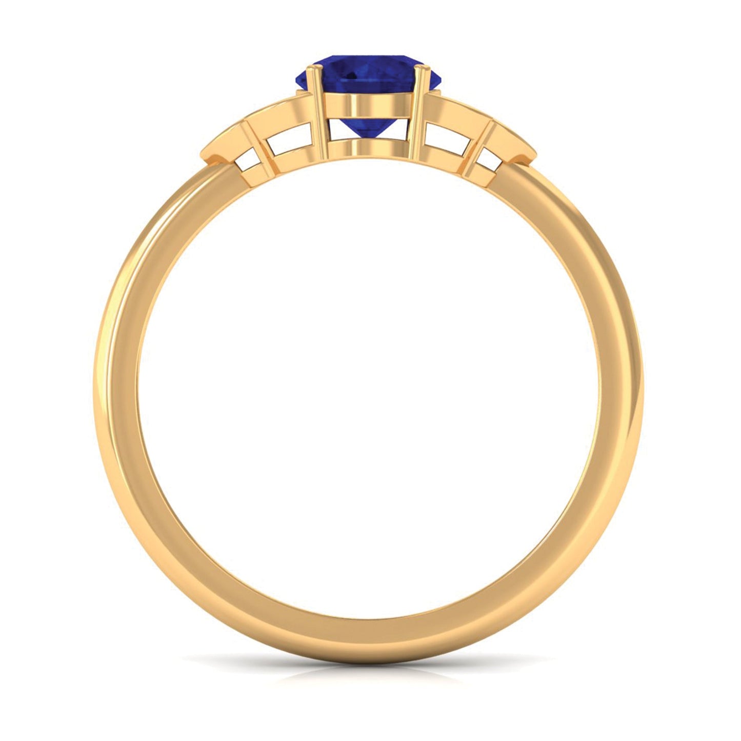 Blue Sapphire Engagement Ring with Diamond Trio