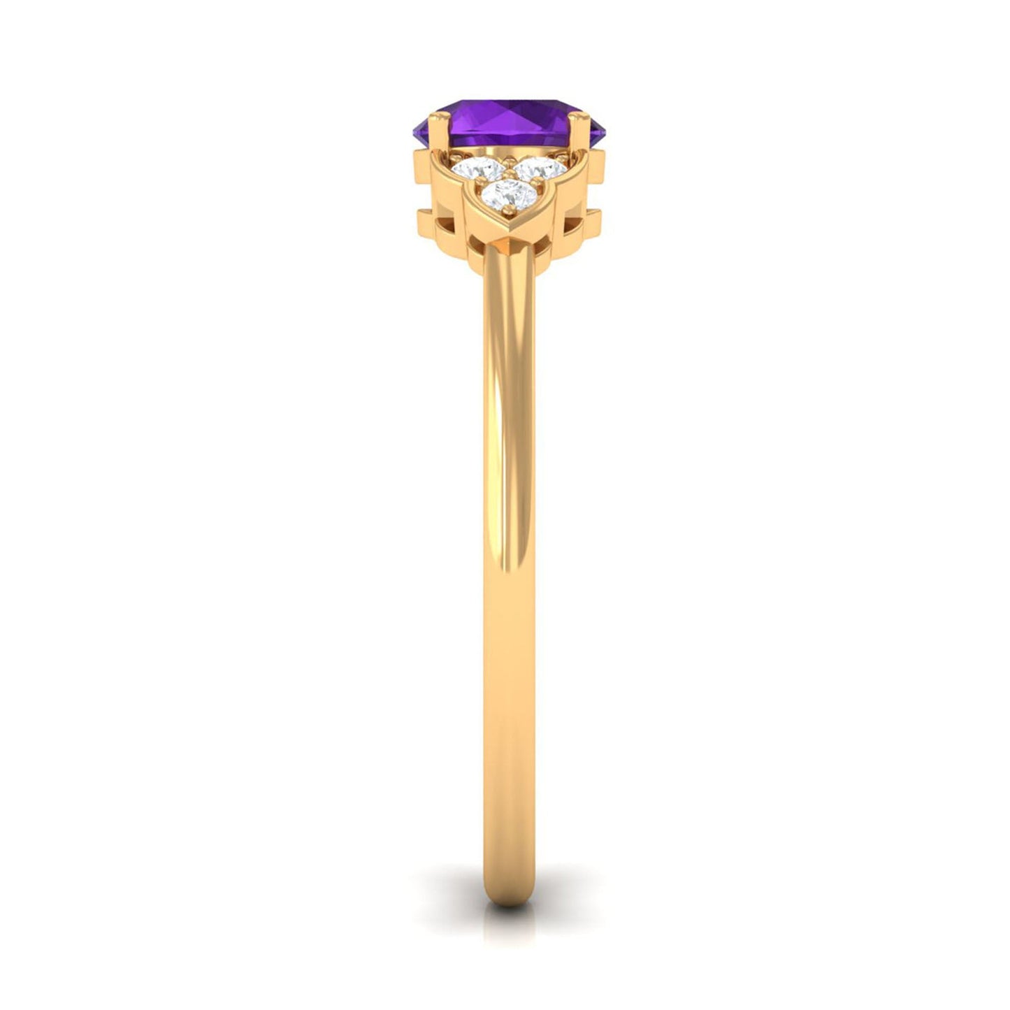 Round Amethyst and Diamond Engagement Ring