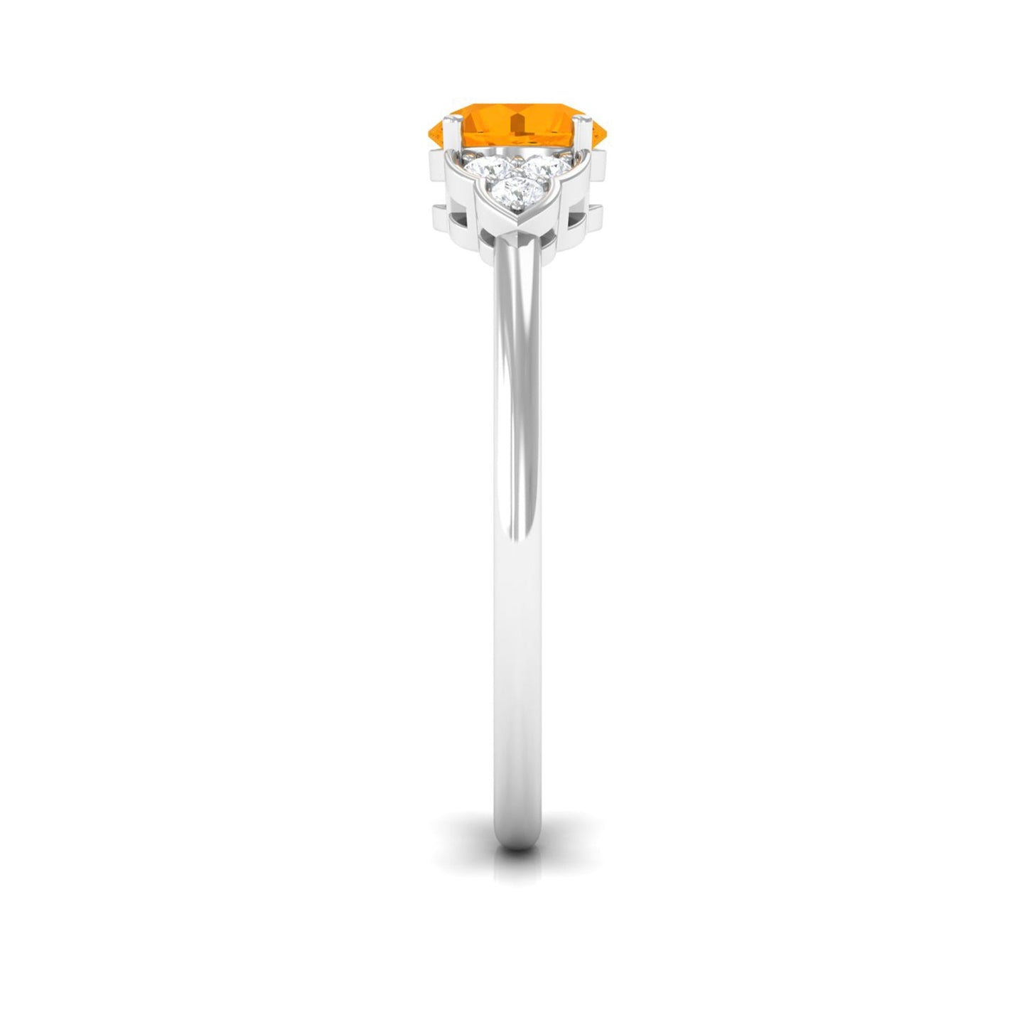 1 CT Fire Opal Engagement Ring with Diamond Trio