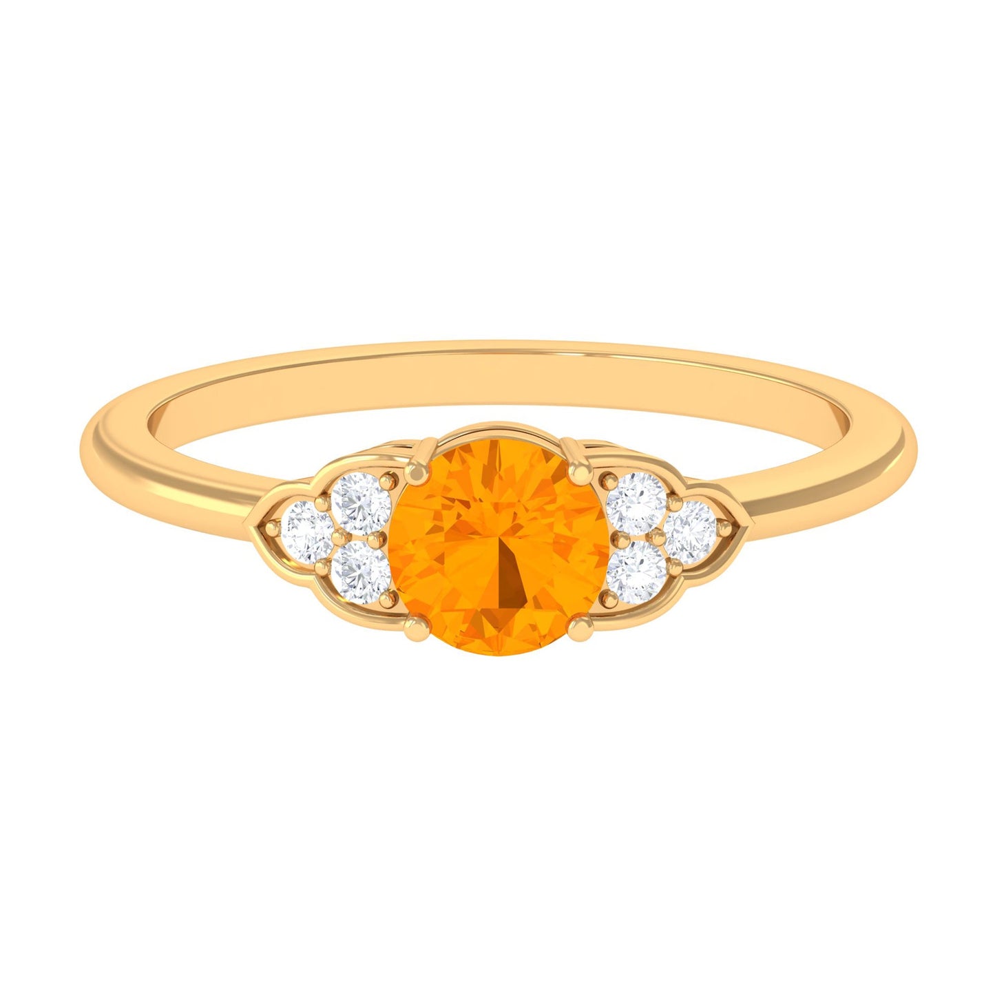1 CT Fire Opal Engagement Ring with Diamond Trio