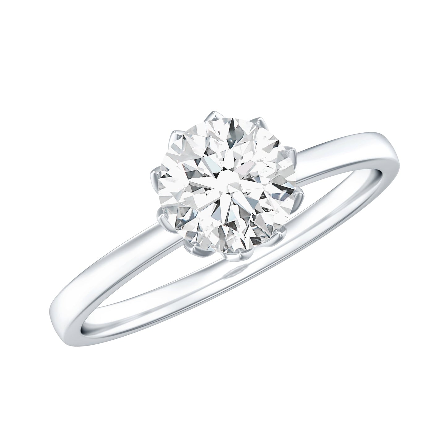 1 CT Simulated Diamond Solitaire Ring in Lotus Basket Setting