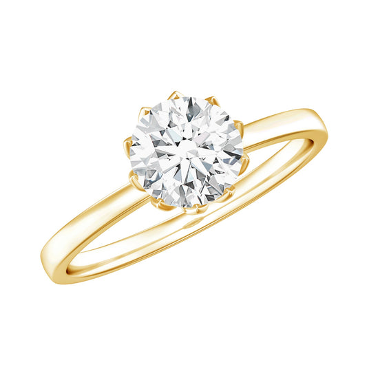 1 CT Simulated Diamond Solitaire Ring in Lotus Basket Setting
