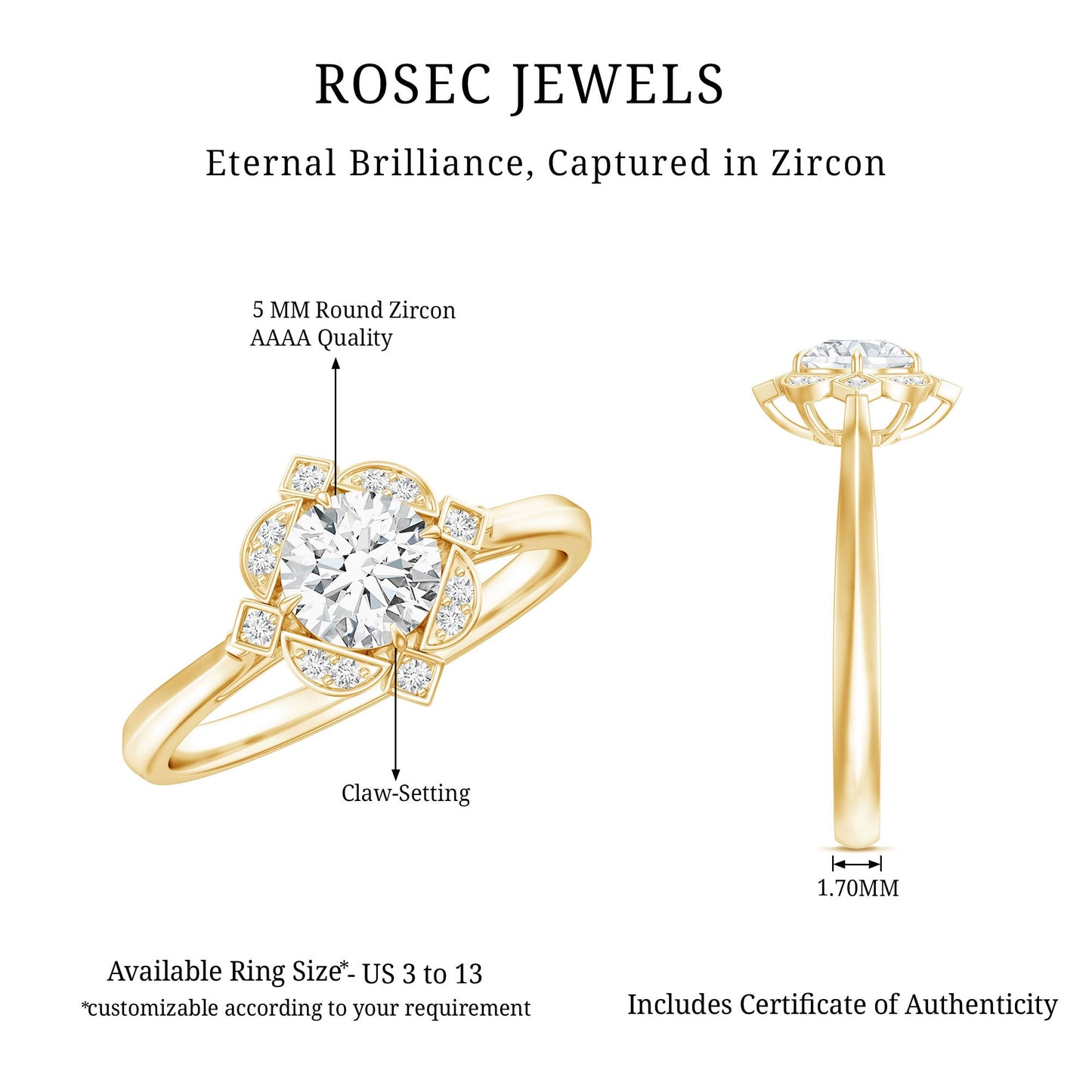 Vintage Looking Cubic Zirconia Engagement Ring for Her