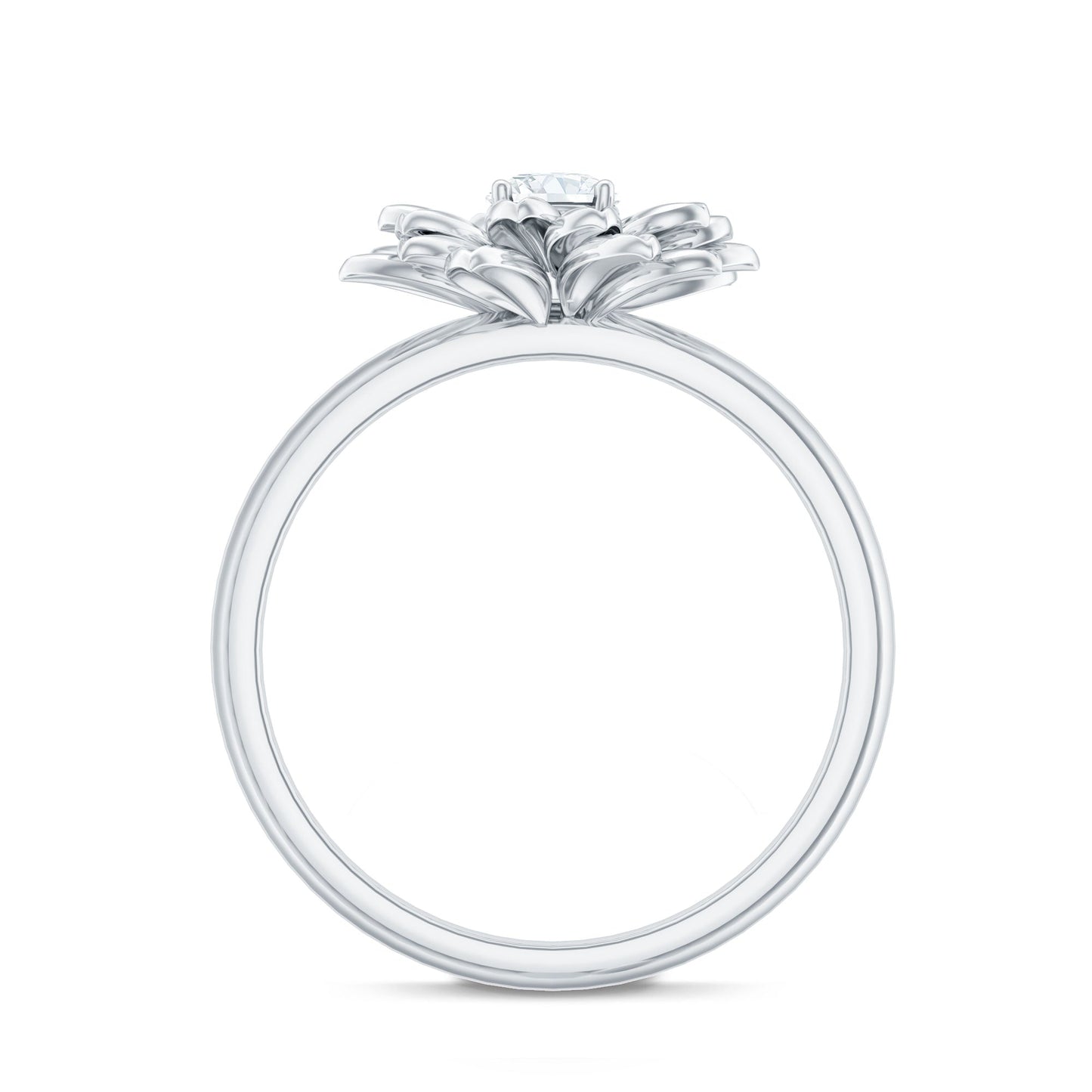 Round Cut Cubic Zirconia Flower Engagement Ring