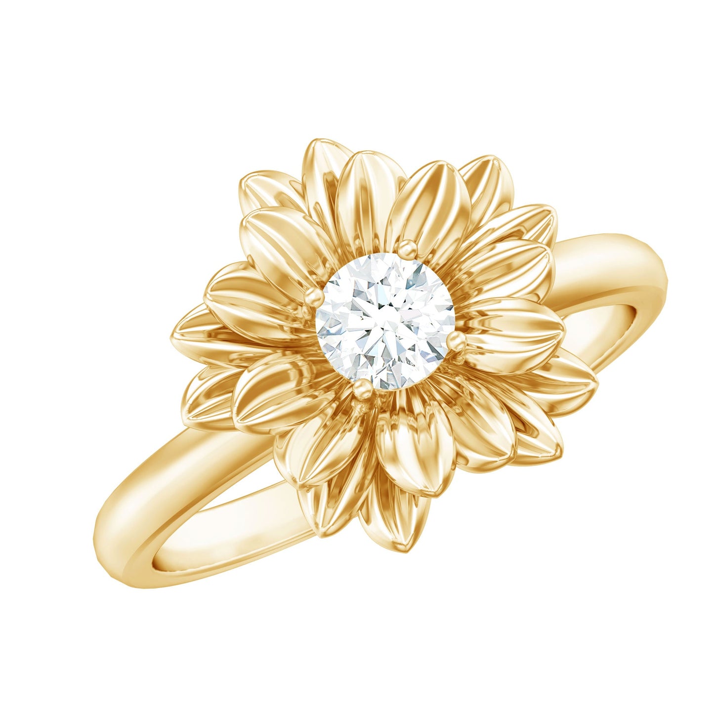 Round Cut Cubic Zirconia Flower Engagement Ring