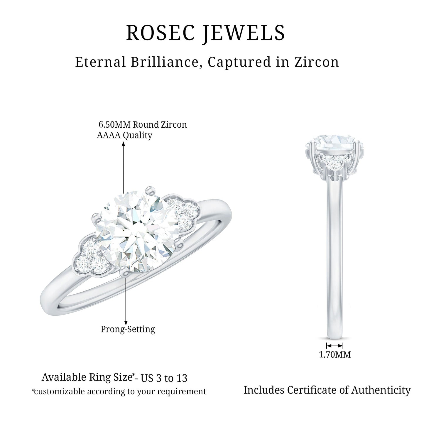 1.25 CT Round Simulated Diamond Solitaire Engagement Ring
