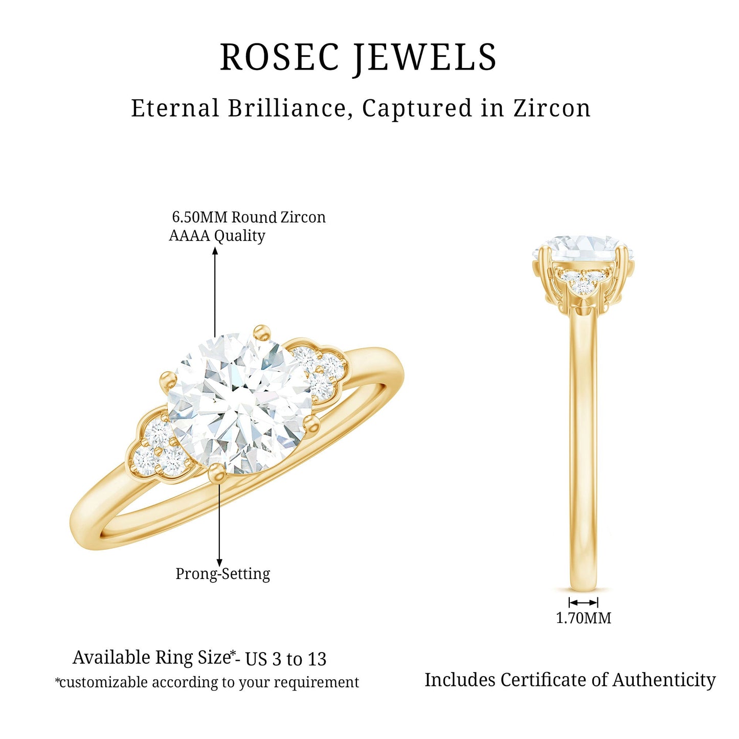 1.25 CT Round Simulated Diamond Solitaire Engagement Ring