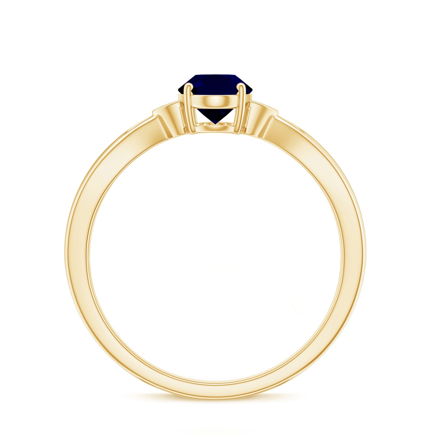 Oval Shape Real Blue Sapphire Solitaire Ring with Diamond