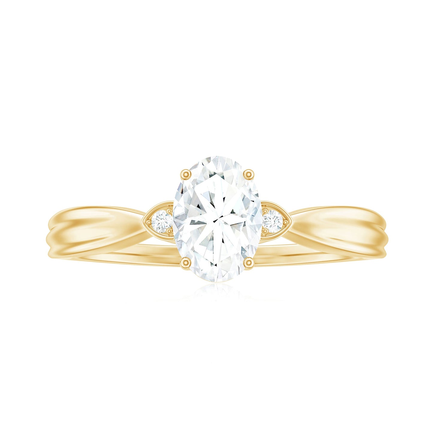 Oval Moissanite Solitaire Engagement Ring with Certificate