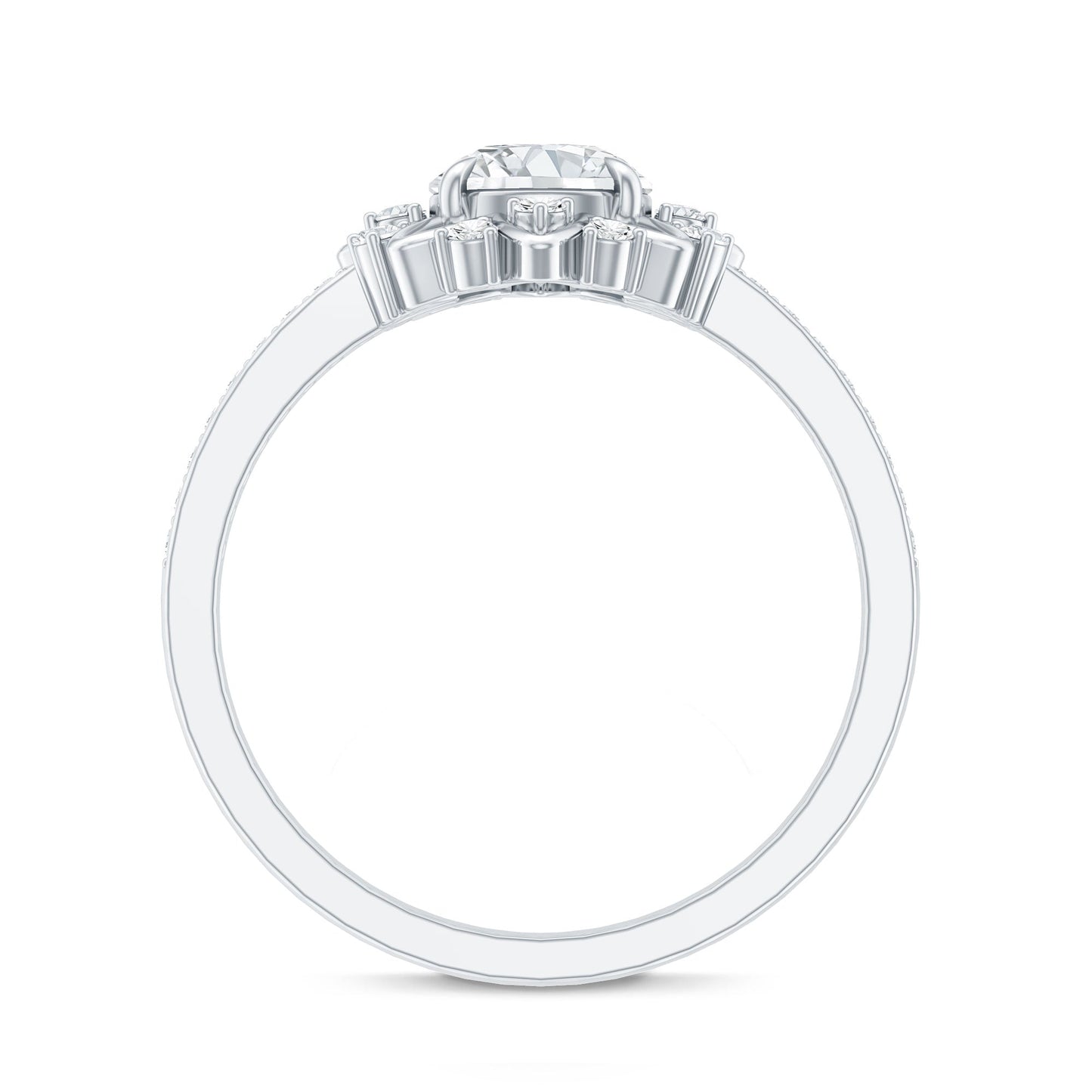1.5 CT Round Certified Zircon Flower Engagement Ring