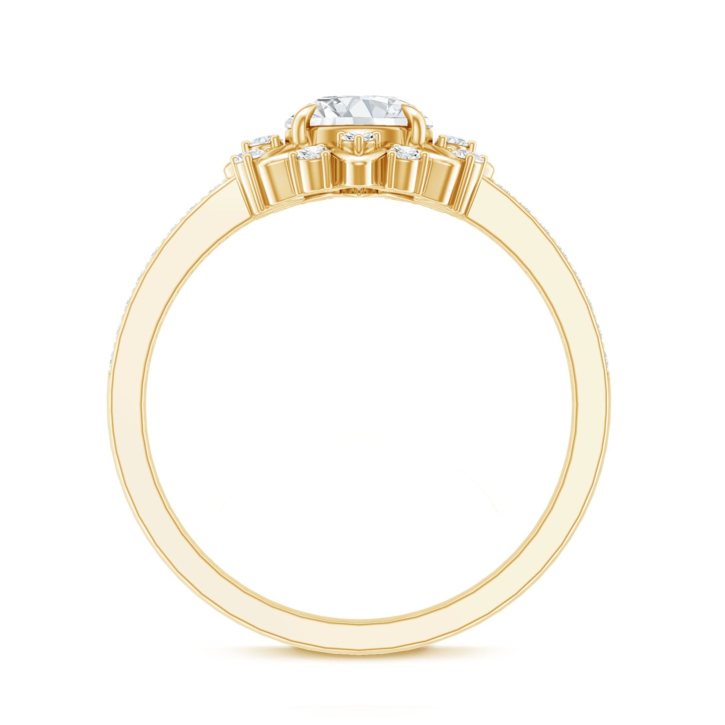 1.5 CT Round Certified Zircon Flower Engagement Ring