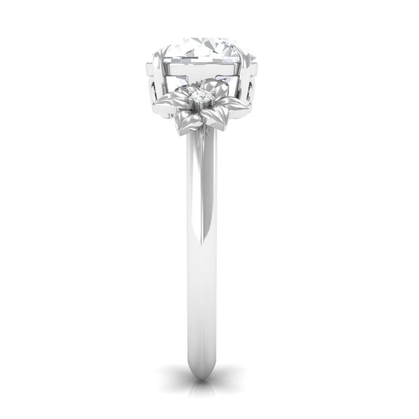 2 Carat Round Cubic Zirconia Flower Engagement Ring