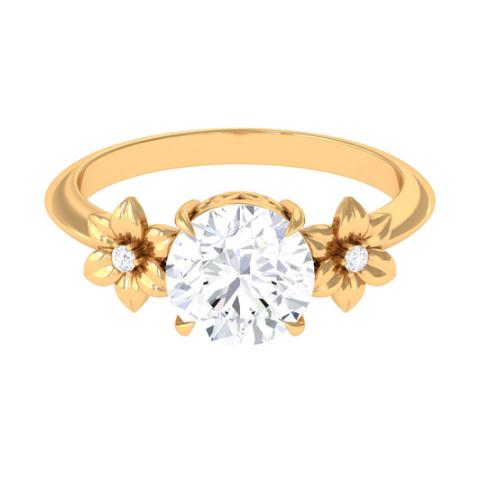 2 Carat Round Cubic Zirconia Flower Engagement Ring