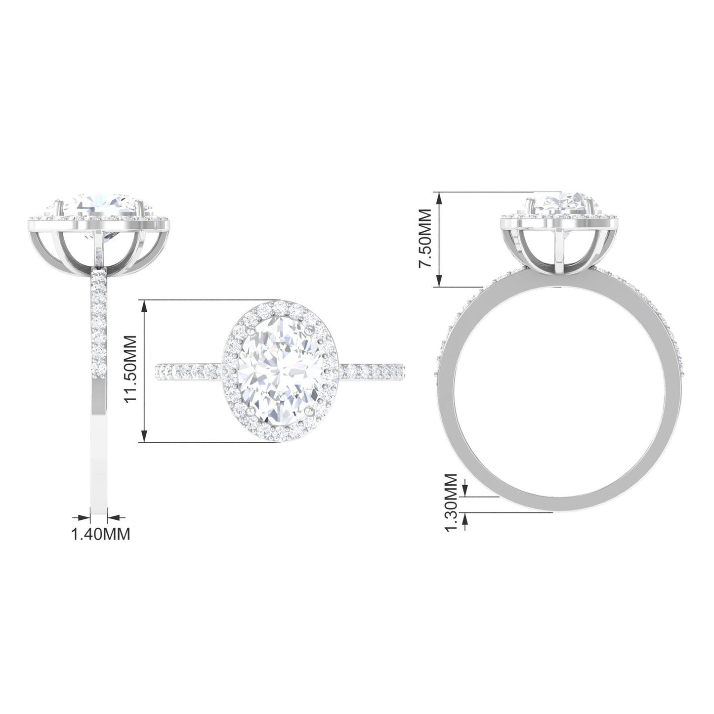 Oval Zircon Classic Halo Engagement Ring