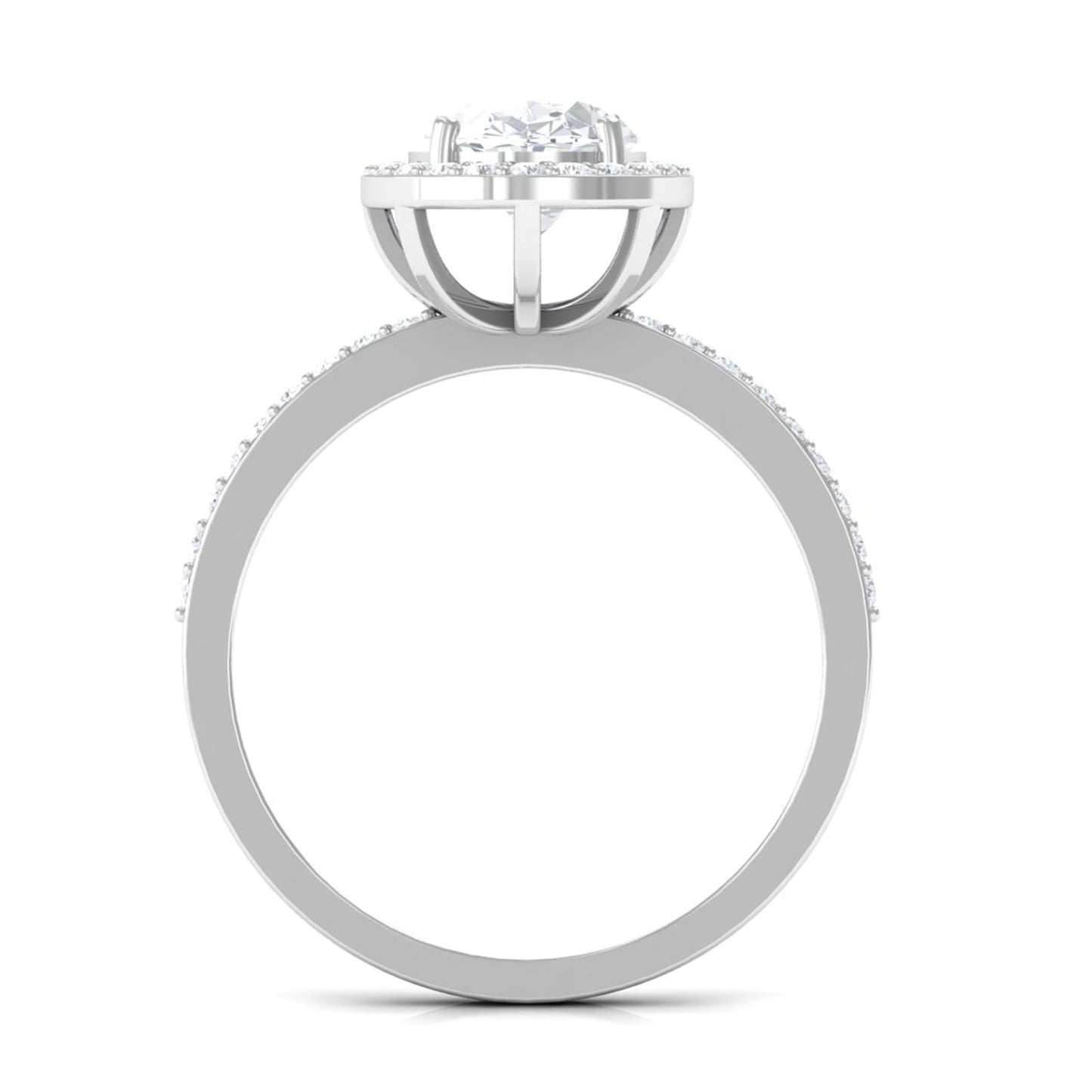 Oval Zircon Classic Halo Engagement Ring