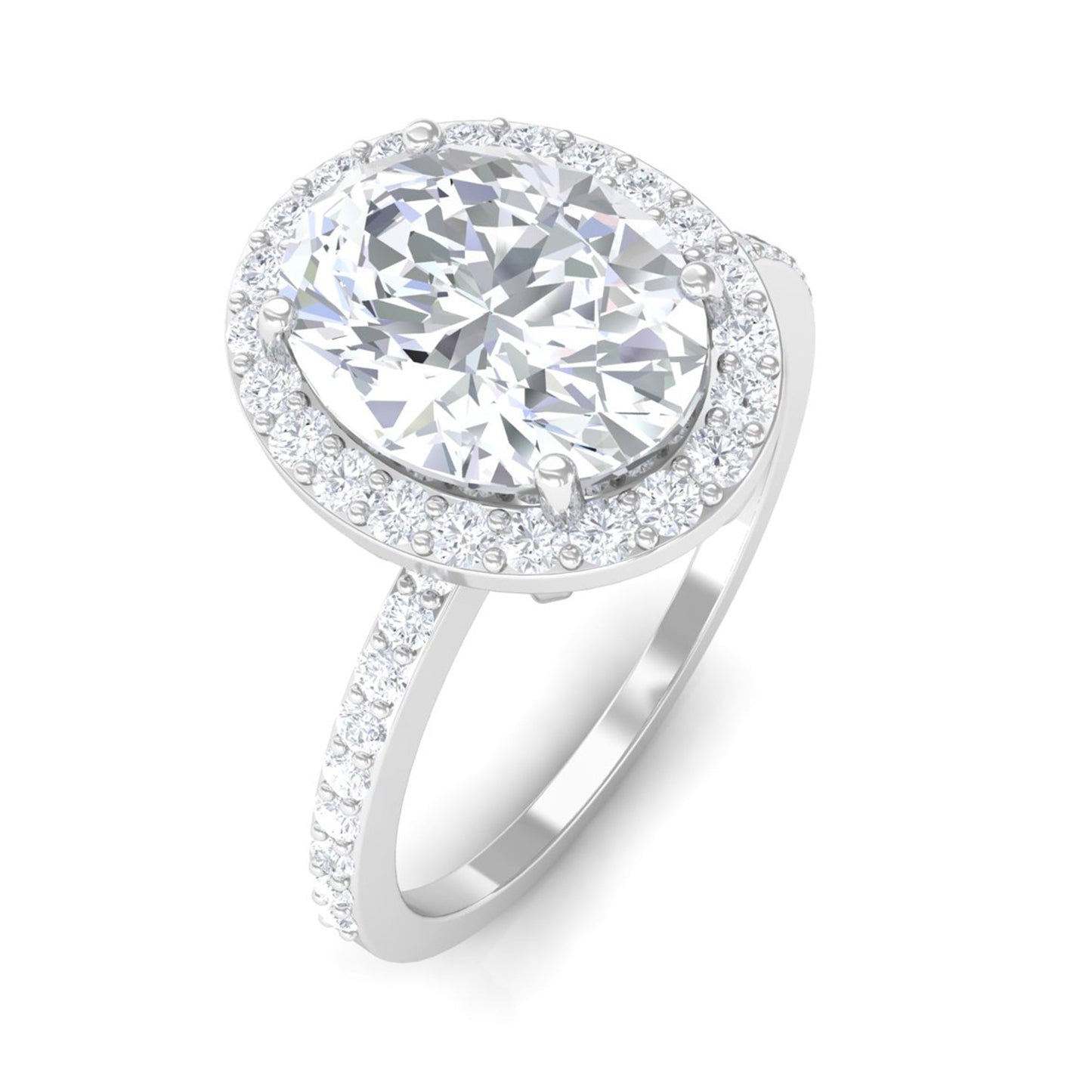 Oval Zircon Classic Halo Engagement Ring