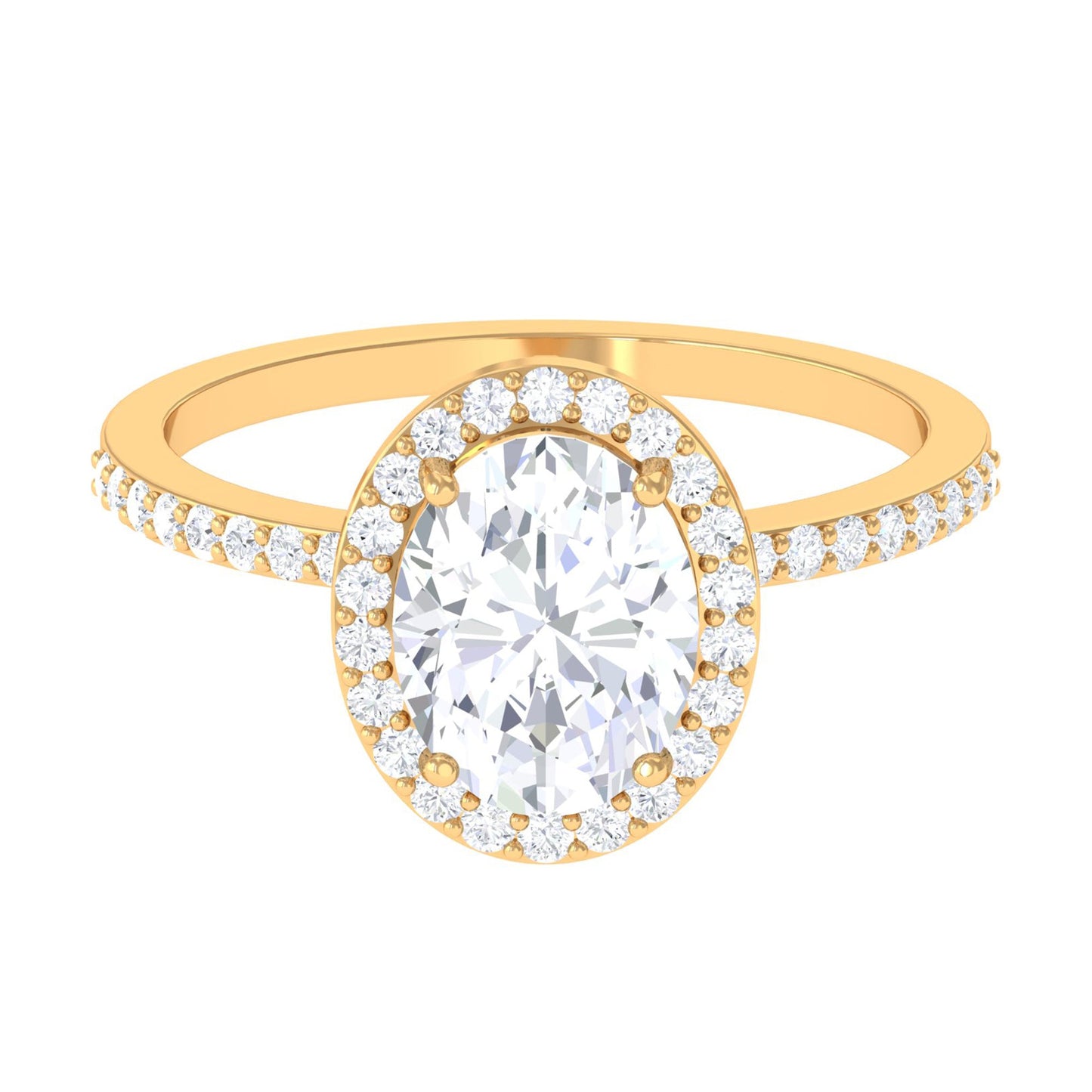 Oval Zircon Classic Halo Engagement Ring