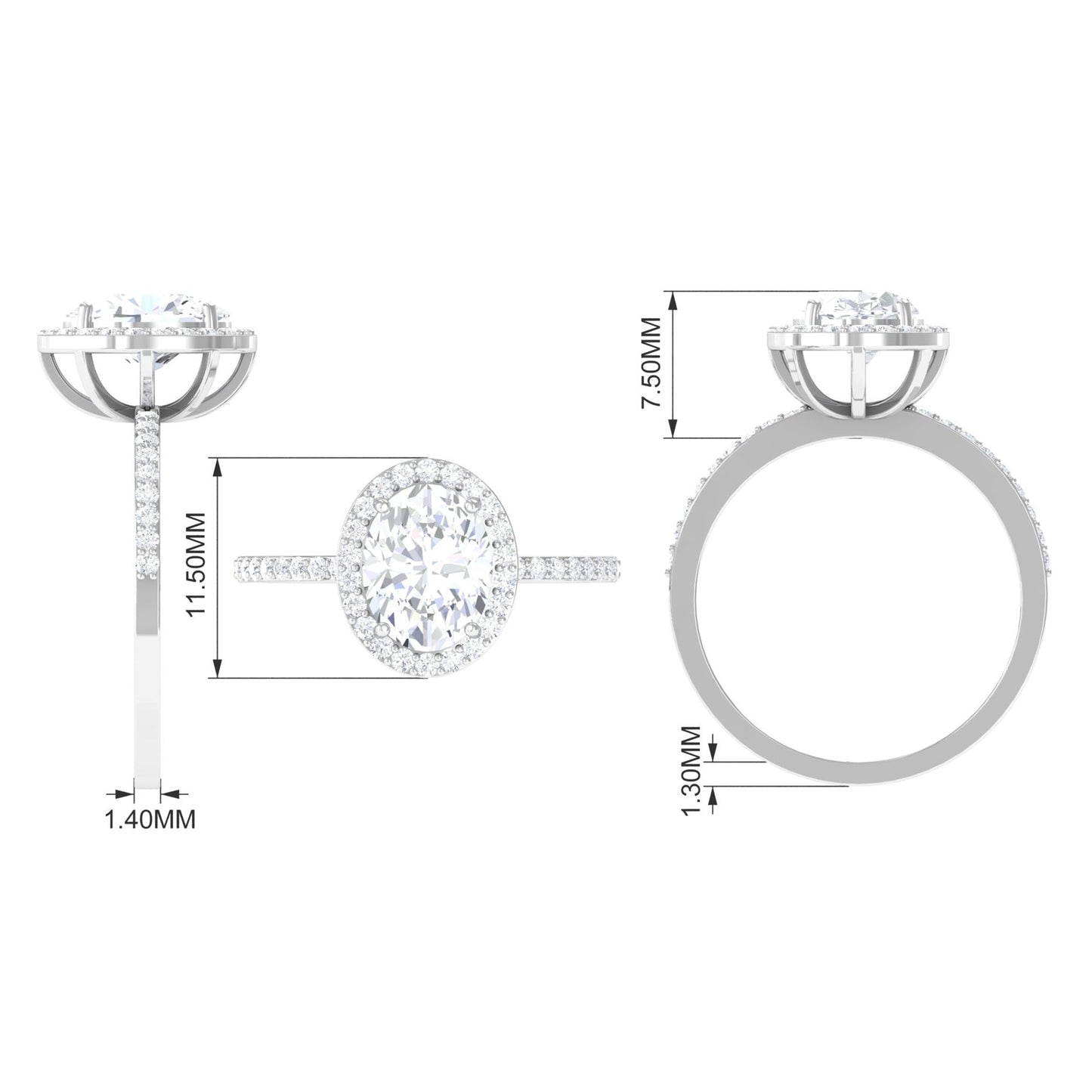 Oval Zircon Classic Halo Engagement Ring