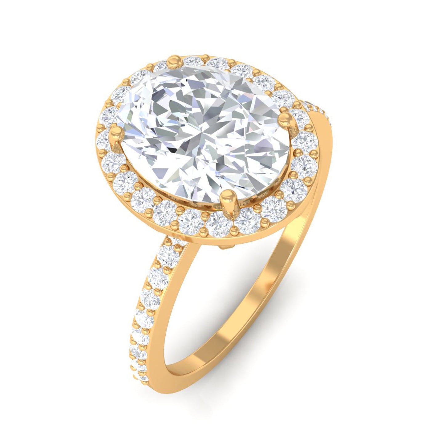 Oval Zircon Classic Halo Engagement Ring