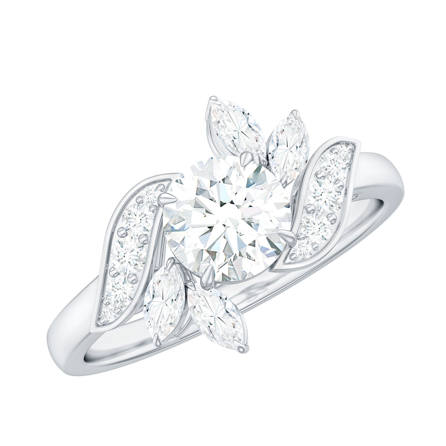 1.75 CT Simulated Diamond Flower Engagement Ring
