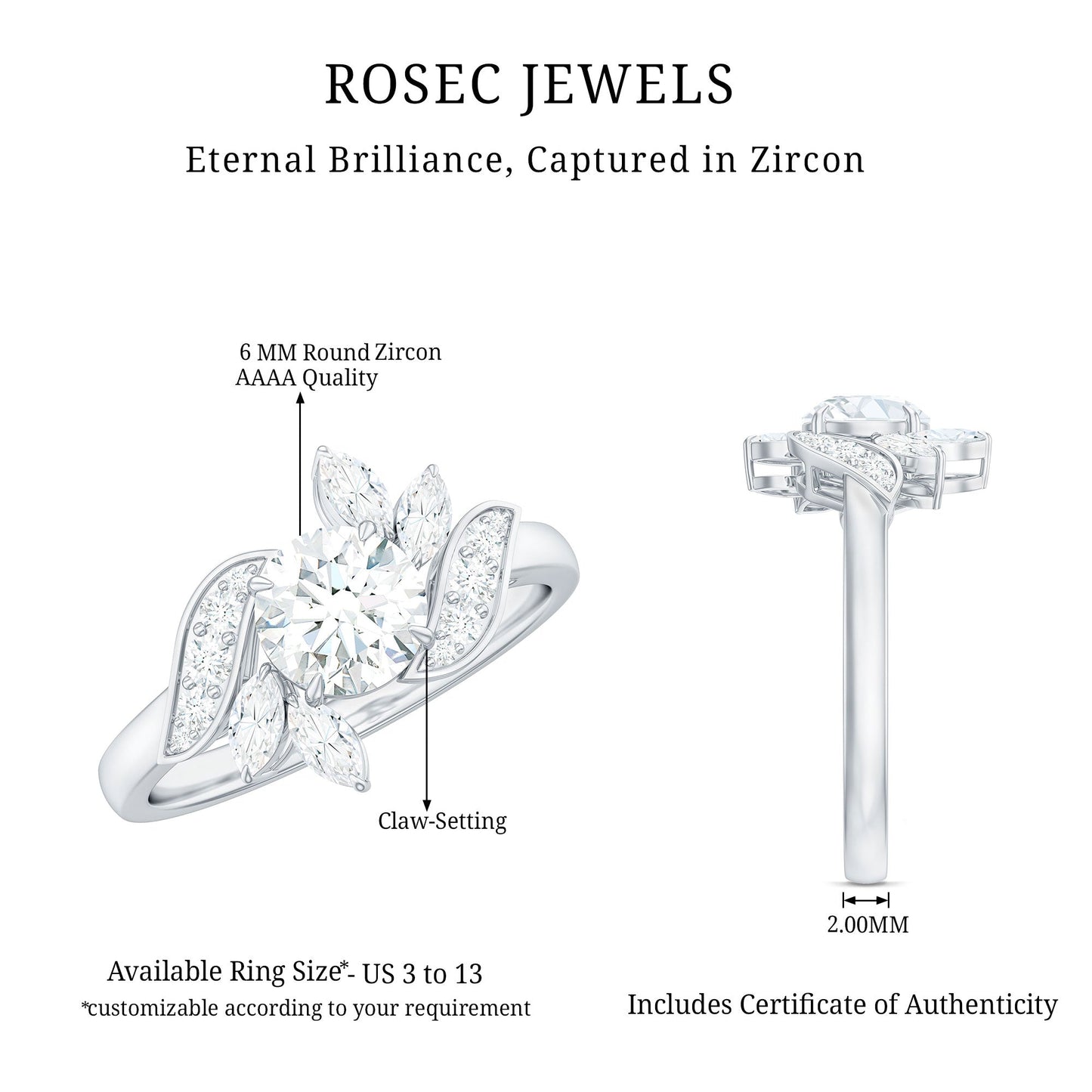 1.75 CT Simulated Diamond Flower Engagement Ring