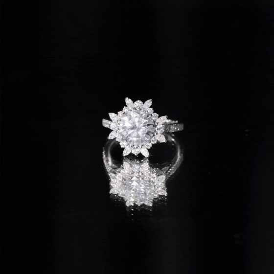 3 CT Round Zircon Floral Halo Statement Ring