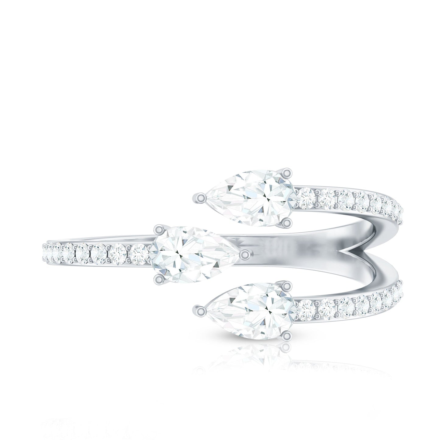East West Style Moissanite 3 Stone Wrap Ring