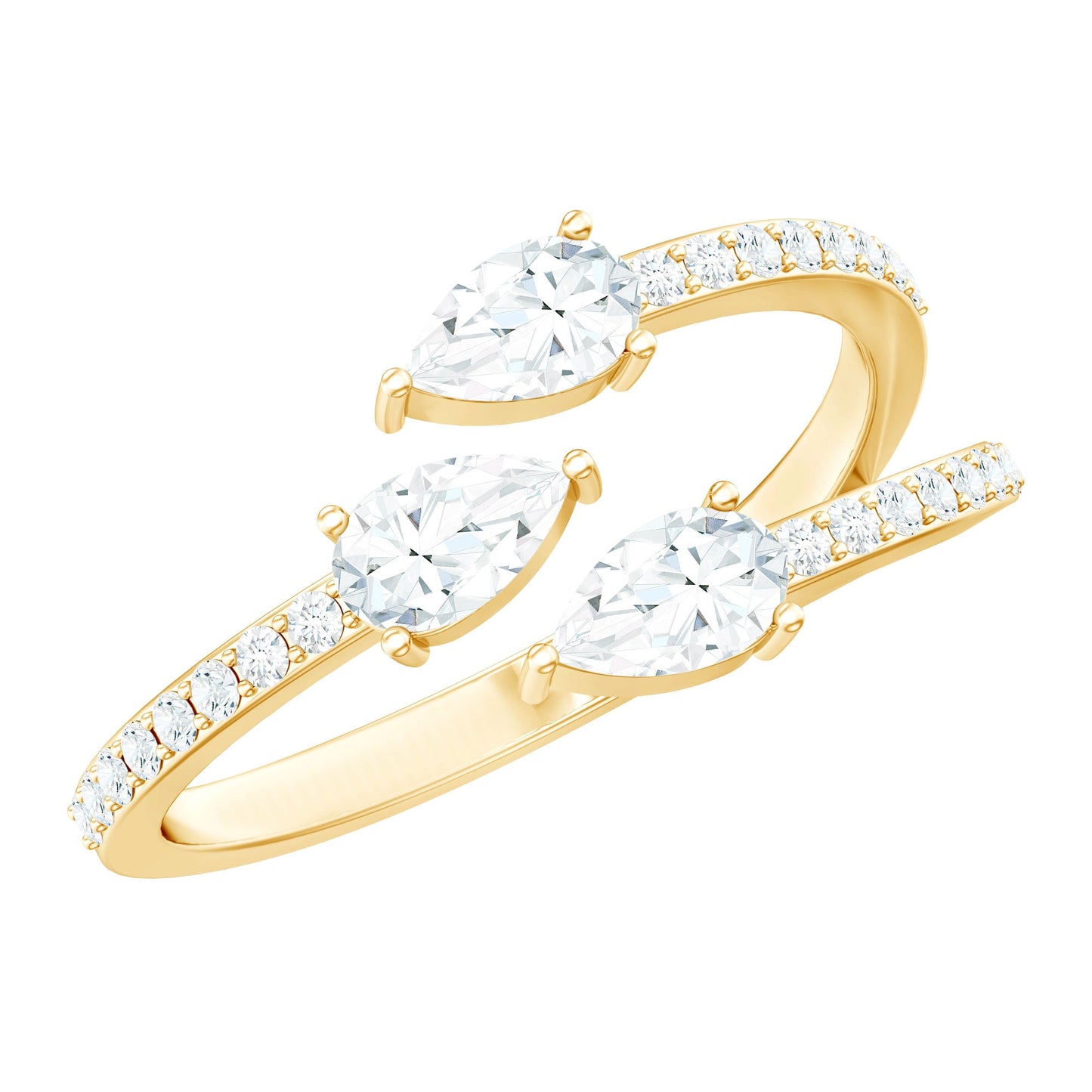 East West Style Moissanite 3 Stone Wrap Ring